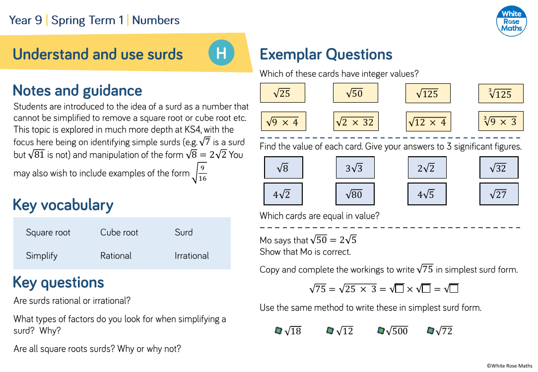 Understand and use surds