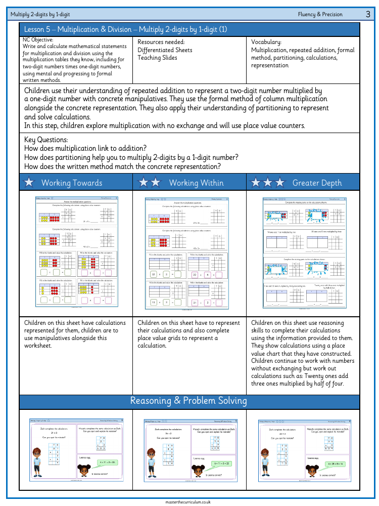 Multiplication and division - Multiply two digits by one digit 1 - Worksheet