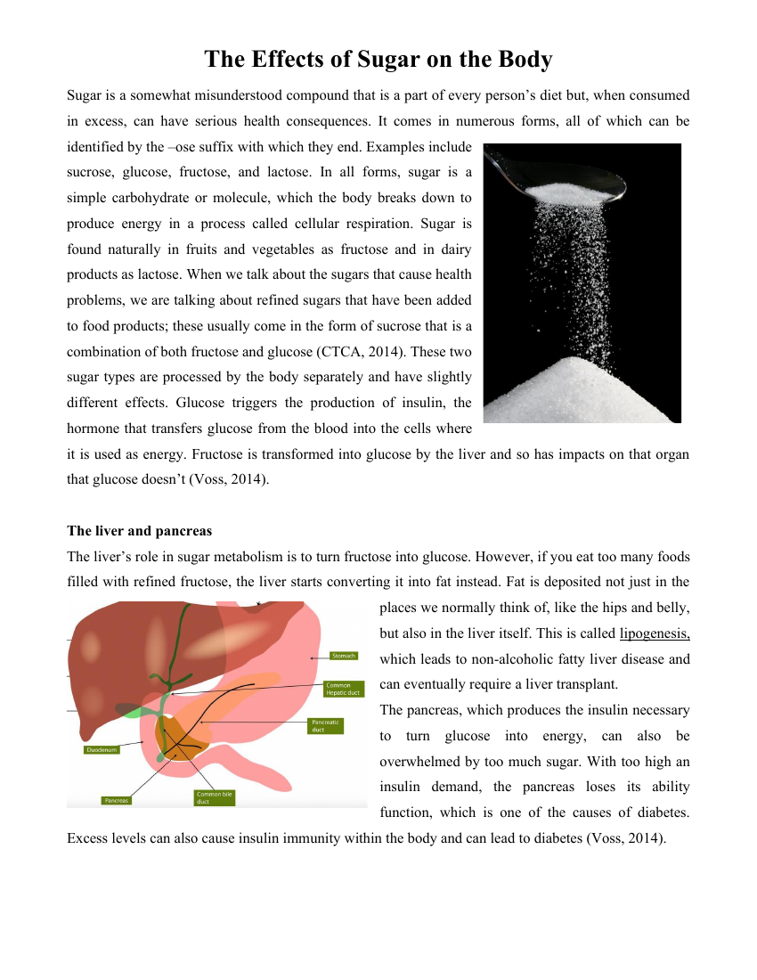 The Effects of Sugar on the Body - Reading with Comprehension Questions