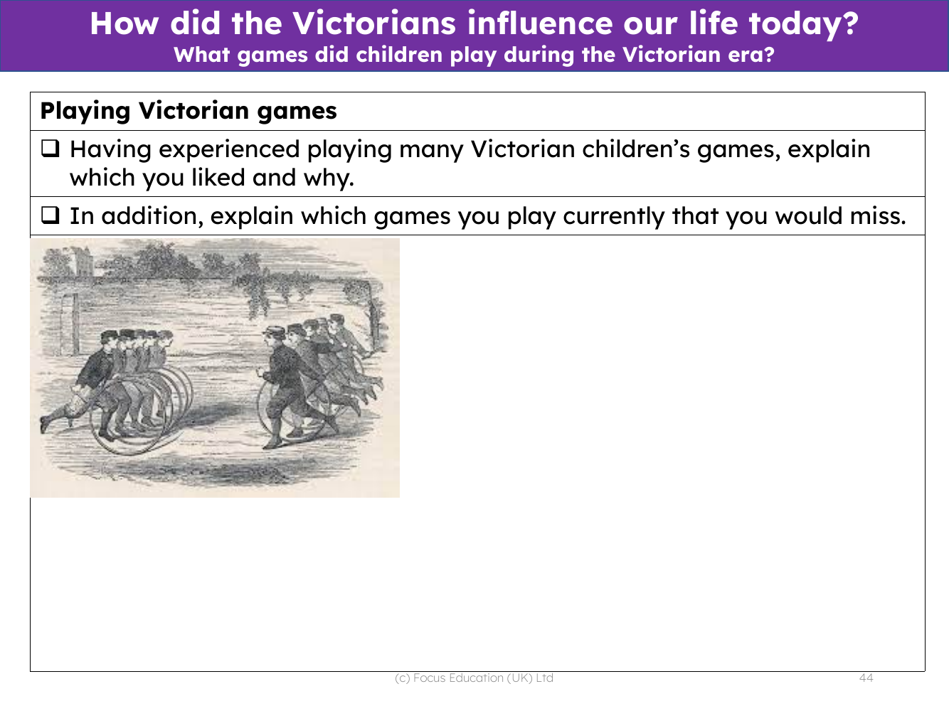 Playing Victorian games - Worksheet