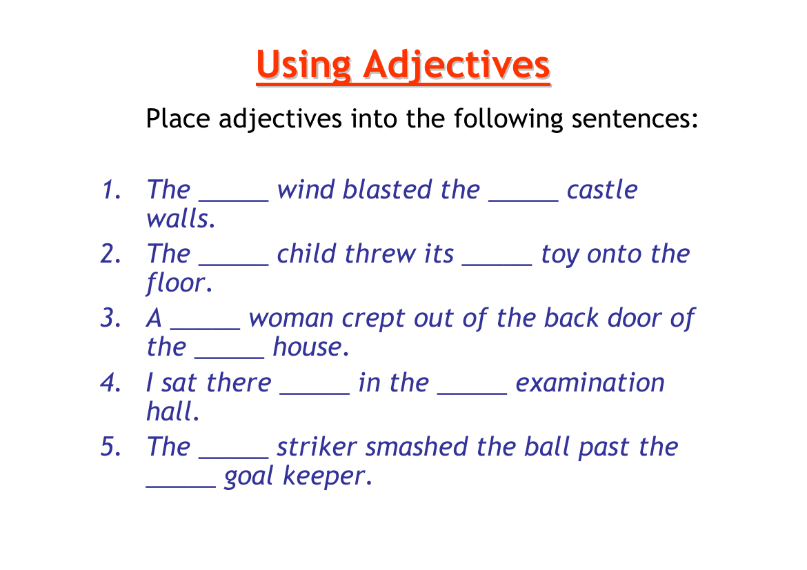 Descriptive Writing - Lesson 1 - Using Adjectives Worksheet