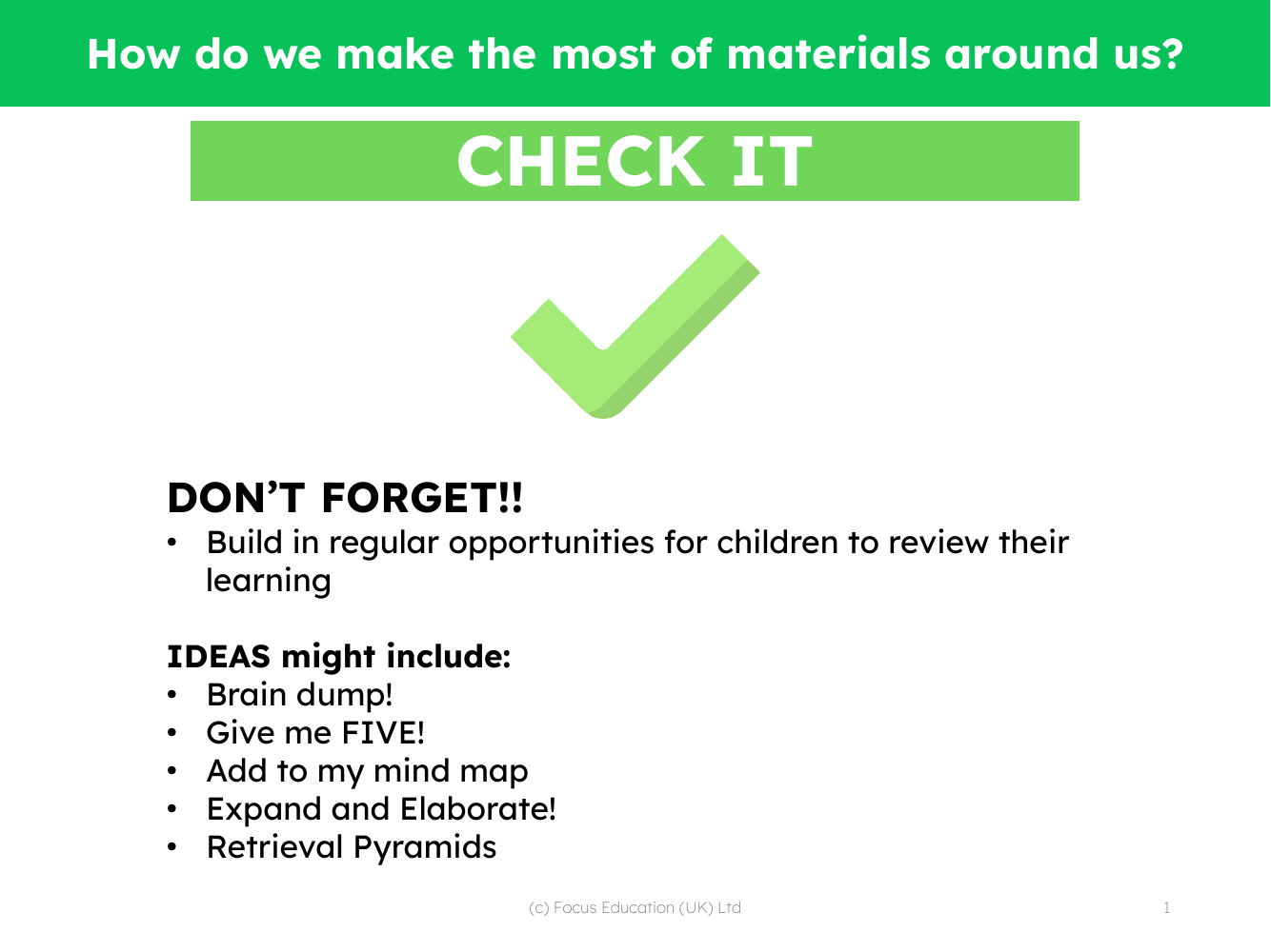 Check it! - Materials - 1st Grade