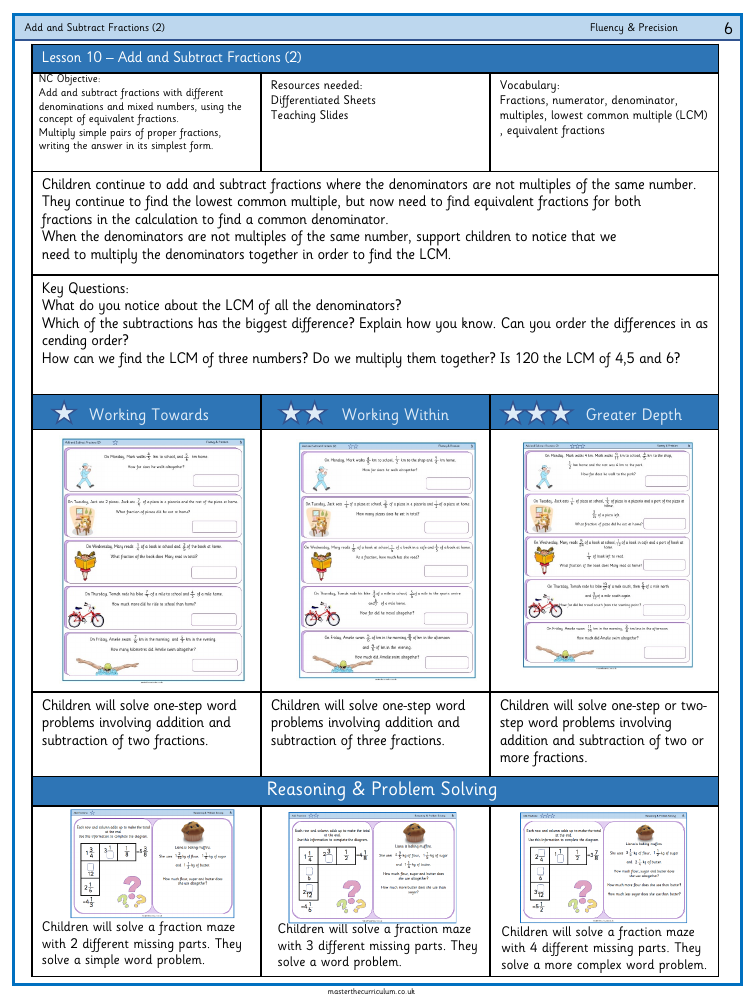 Fractions - Add and Subtract Fractions (2) - Worksheet