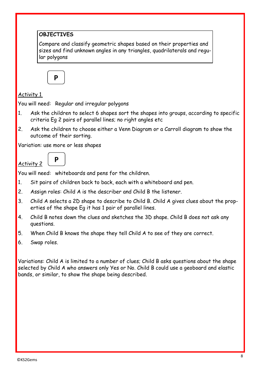 Properties of geometric shapes worksheet