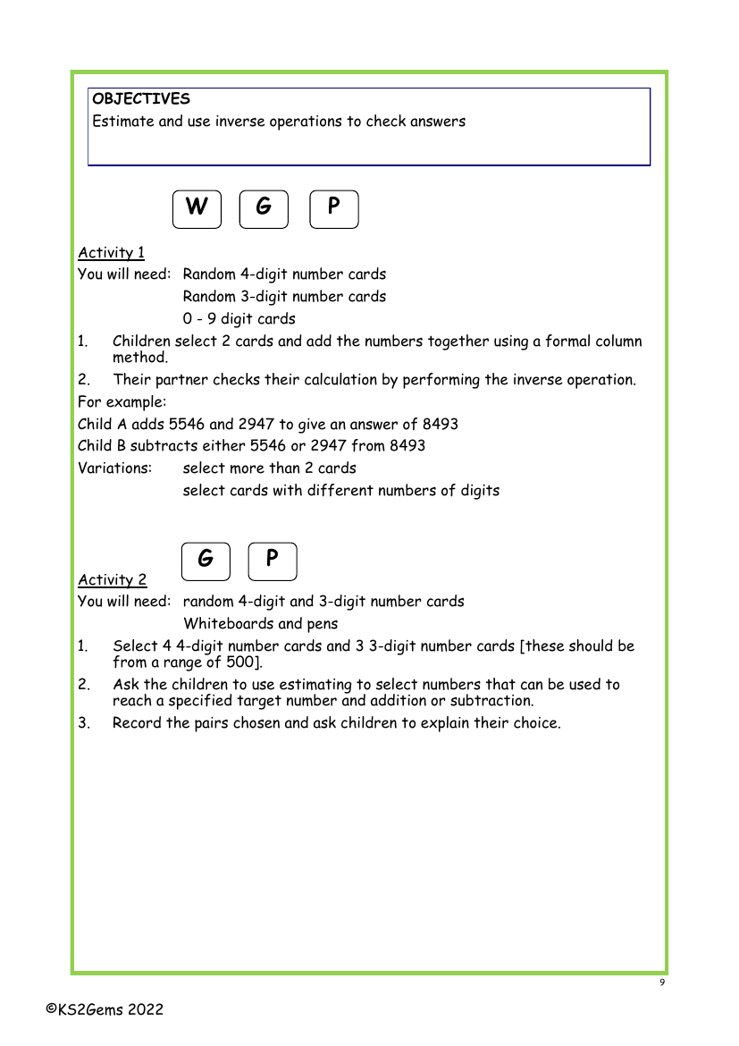 Estimation with inverse operations worksheet