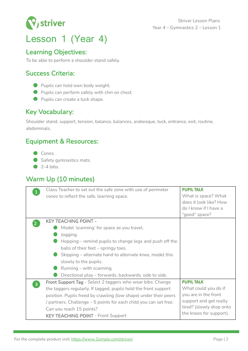 Gymnastics 2 - Lesson 1