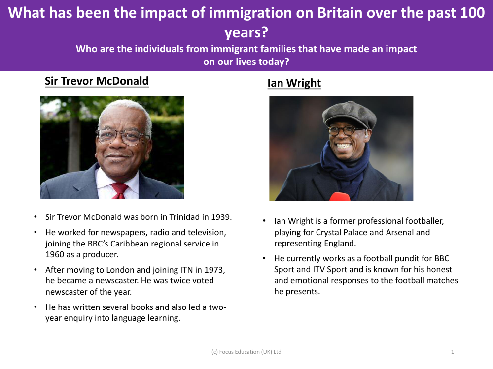 Sir Trevor McDonald and Ian Wright - Info sheet