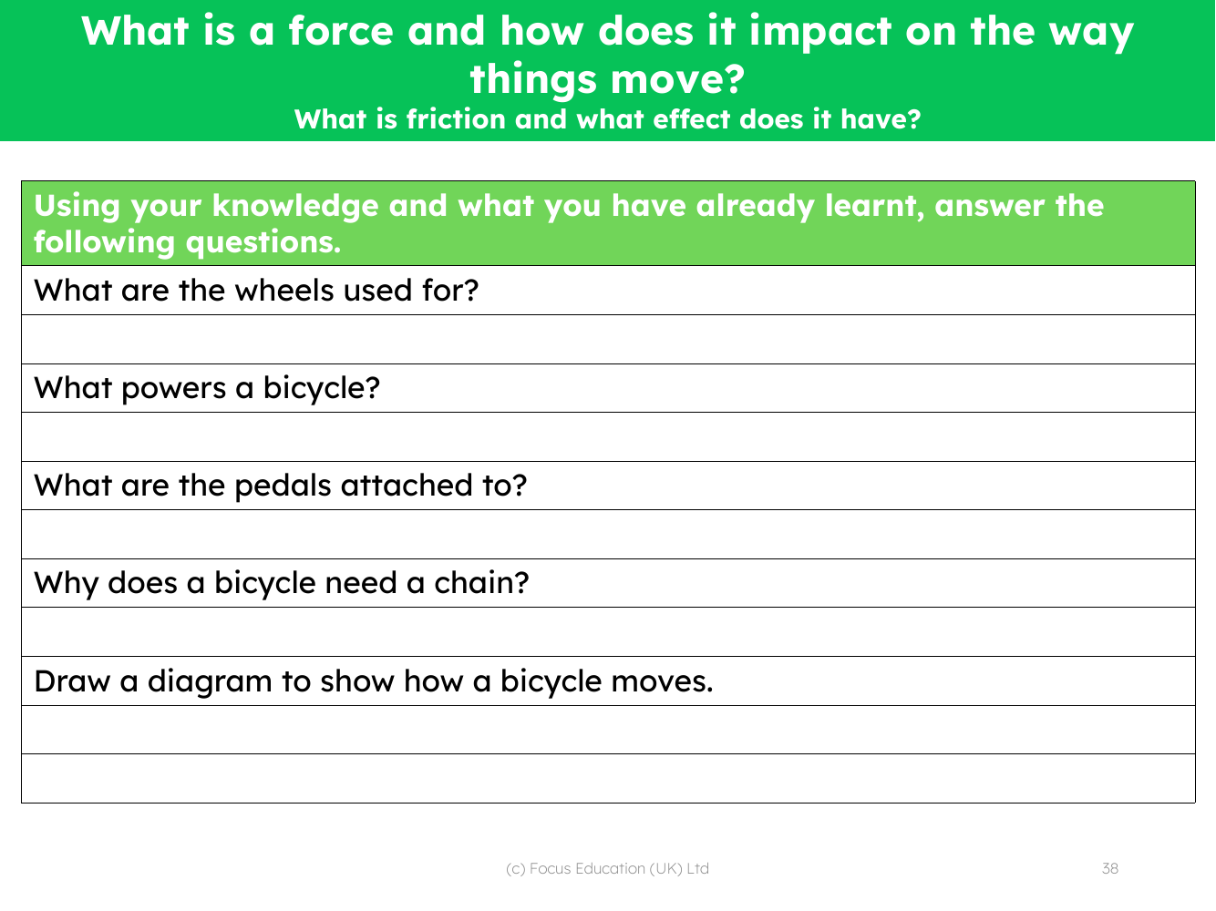 How do gears allow a smaller force to have a greater effect? - worksheet