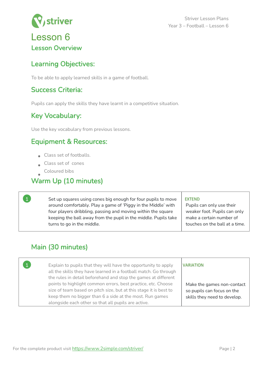 Football - Lesson 6