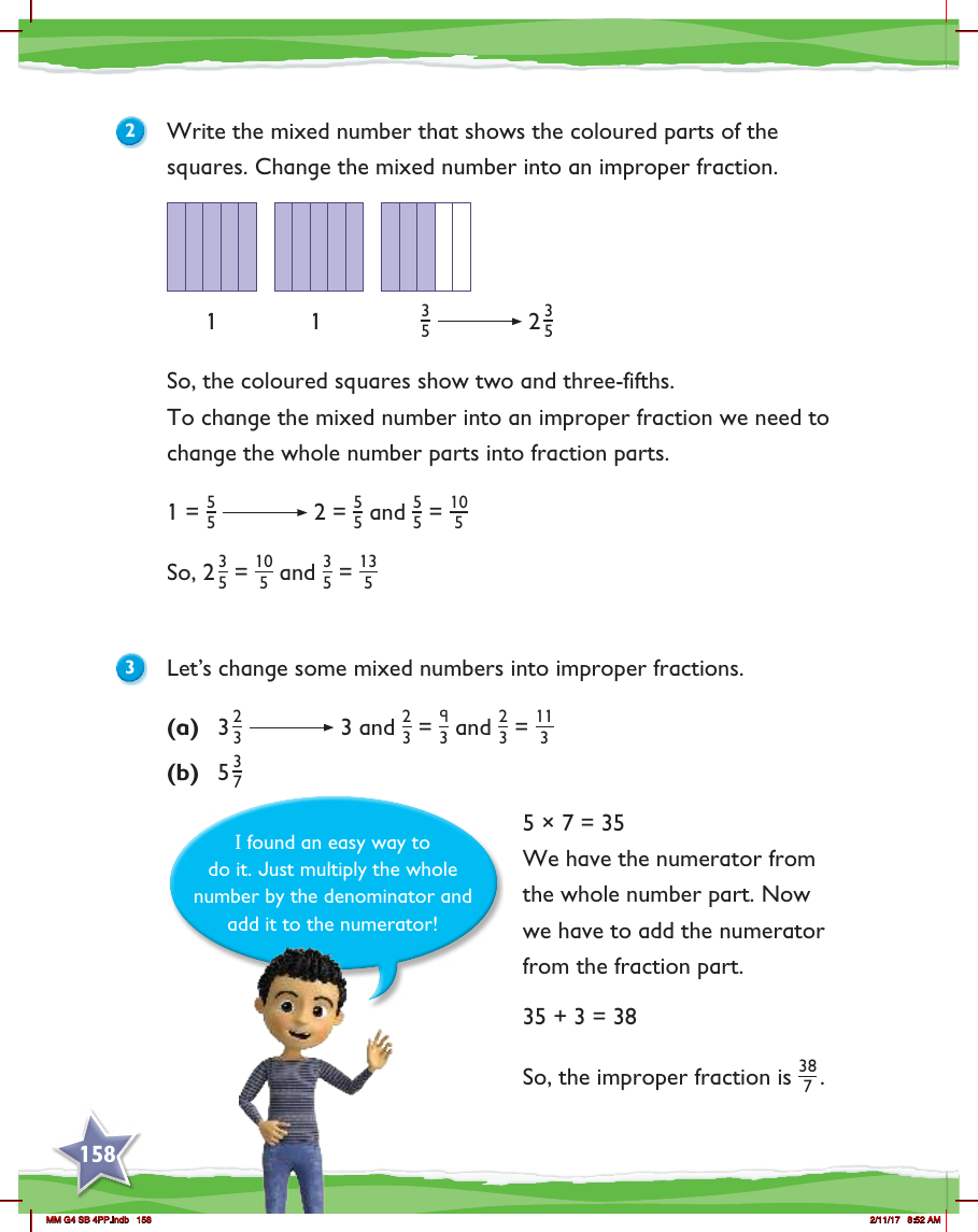 Max Maths, Year 4, Learn together, Mixed numbers (2)