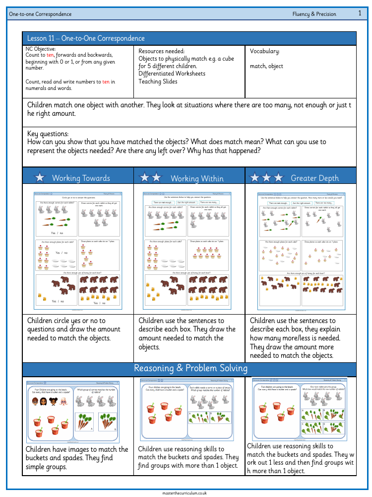 Place value within 10 - Correspondence - Worksheet