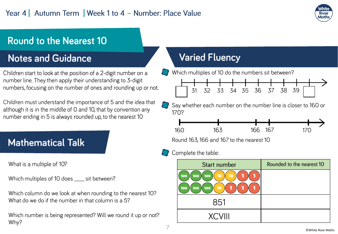 Round to the nearest 10: Varied Fluency