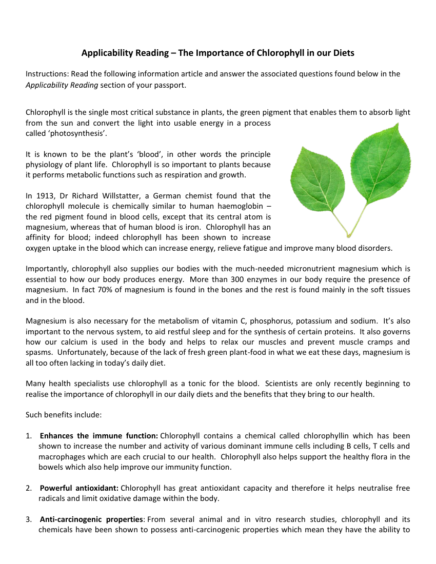 Cellular Respiration Photosynthesis - Applicability Reading