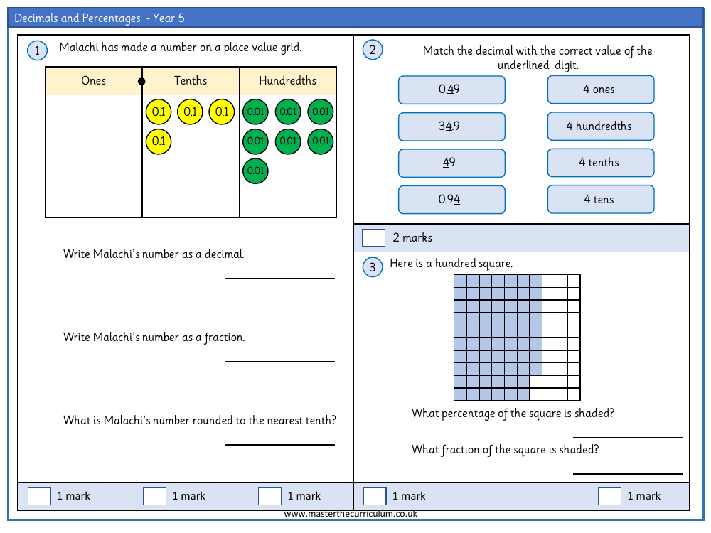 Decimals and Percentages - Assessment