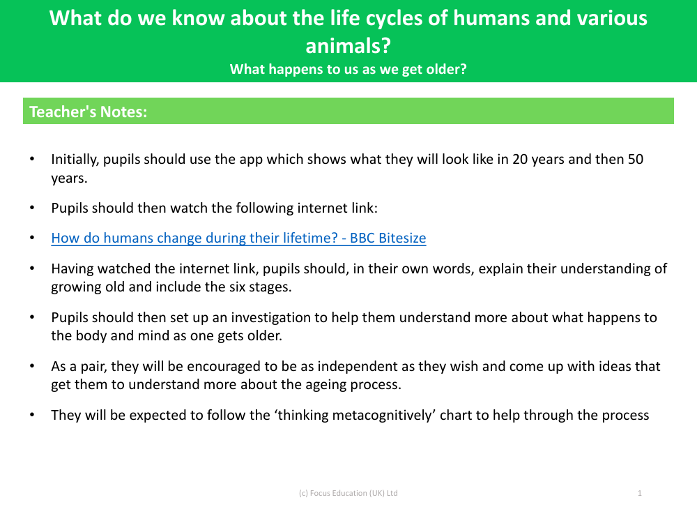 What happens to us as we get older? - Teacher's Notes