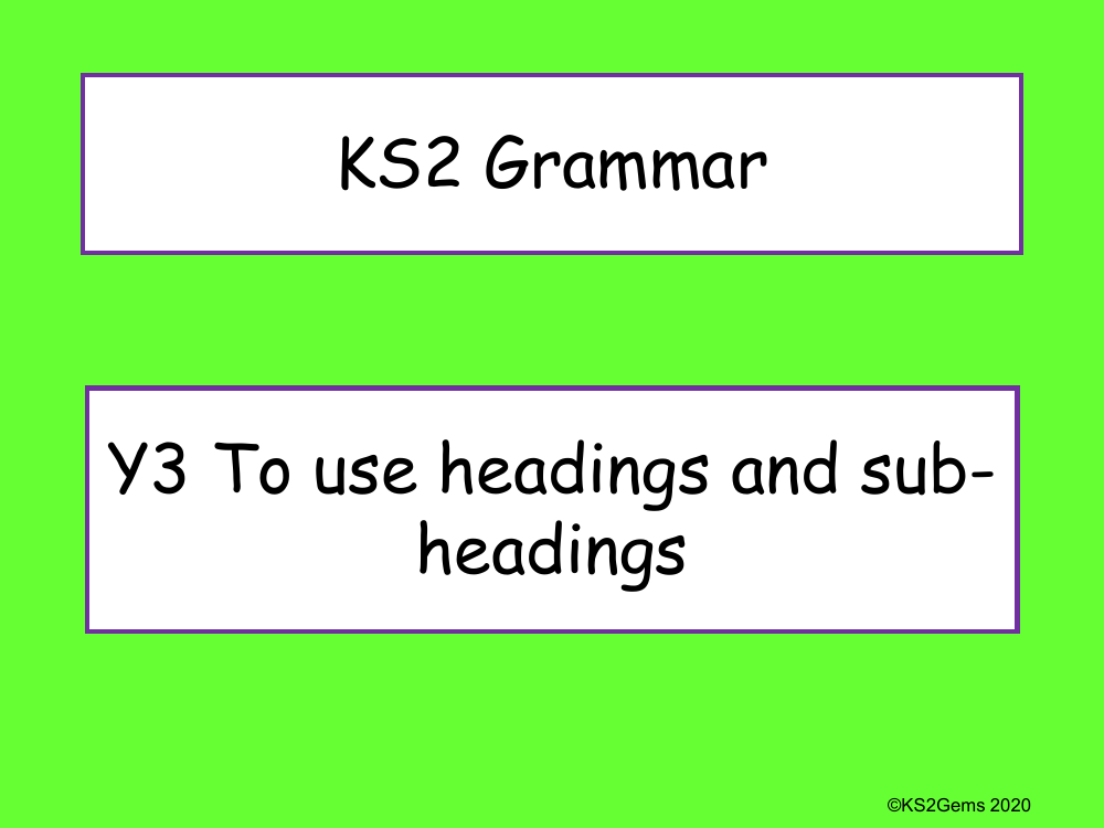 Headings and Sub-headings Presentation