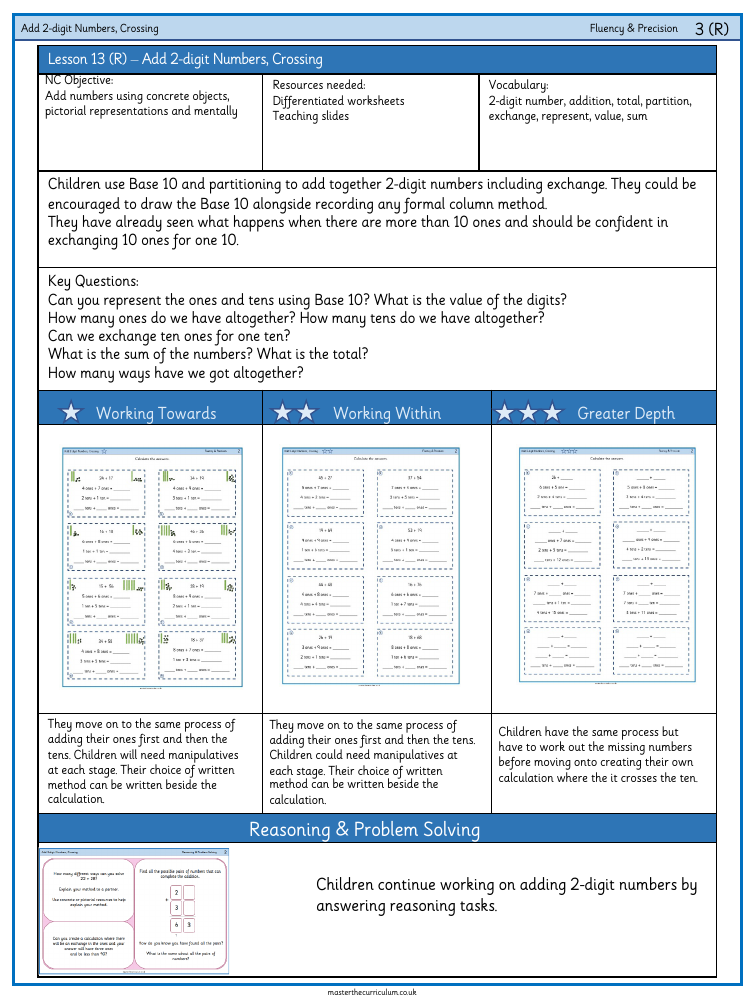 Addition and subtraction - Add two-digit numbers - Worksheet