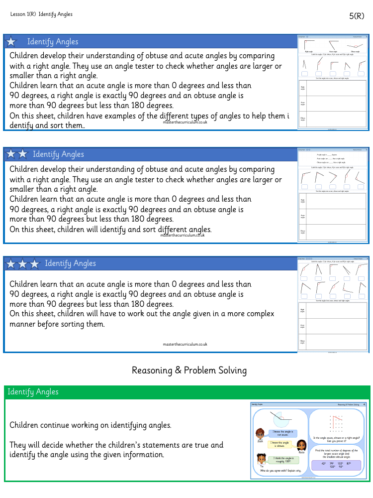 Properties of Shape - Identify Angles - Worksheet