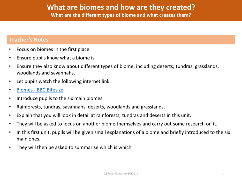 What are different types of biomes and what creates them? - Teacher notes