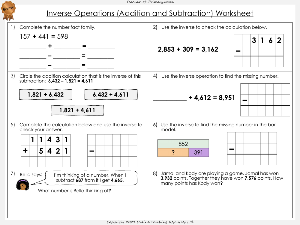 inverse operations problem solving year 5