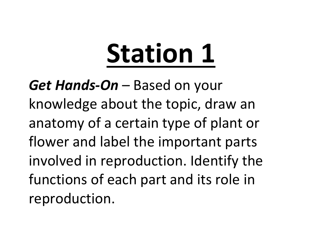 Plant Sexual and Asexual Reproduction - Lab Station Cards