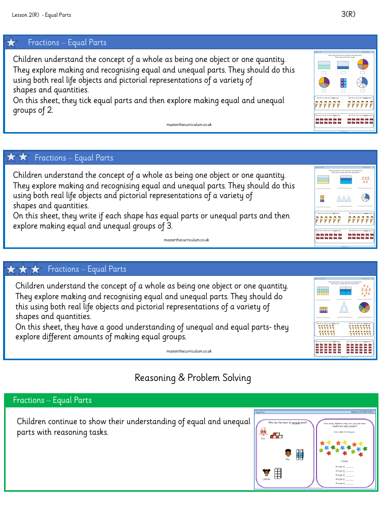 Fractions - Make equal parts - Worksheet