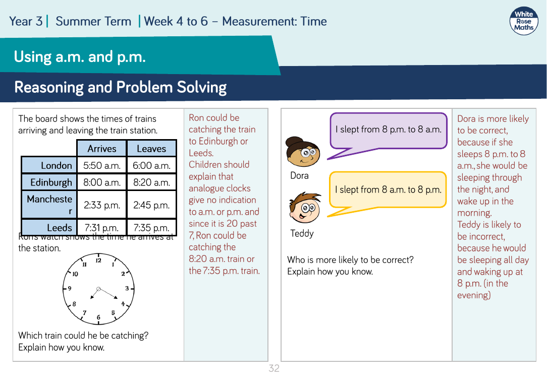 Using a.m. and p.m.: Reasoning and Problem Solving