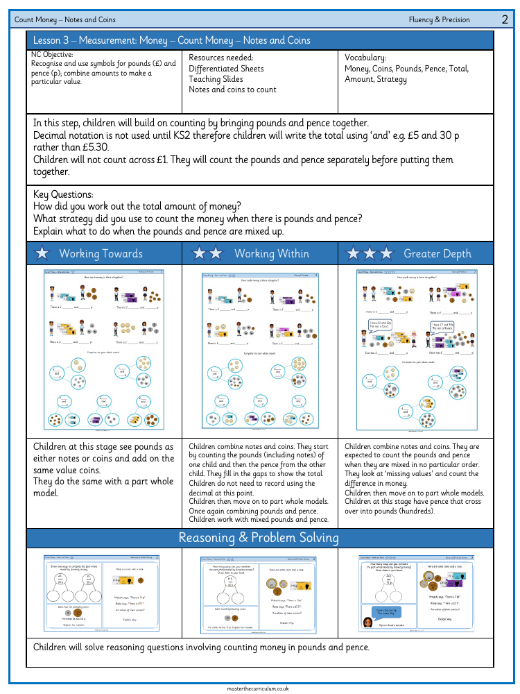 Money - Count money notes and coins - Worksheet