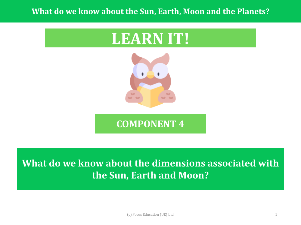 What do we know about the dimensions associated with the Sun, Earth and Moon? - Presentation