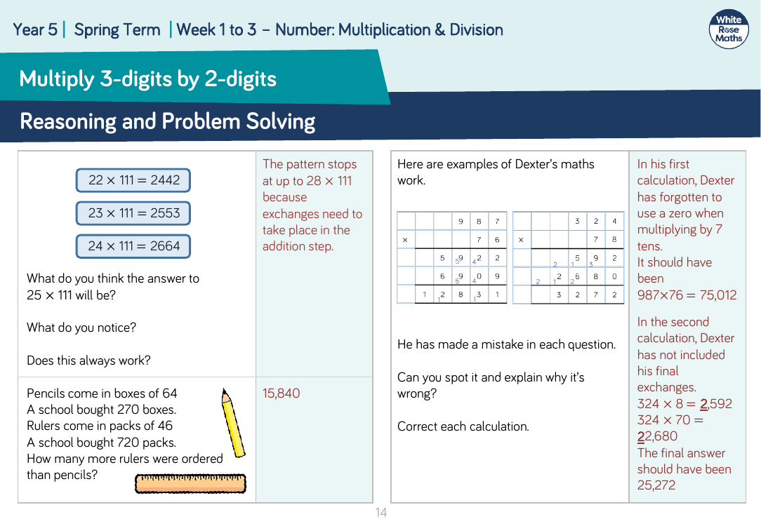 Multiply 3-digits by 2-digits: Reasoning and Problem Solving