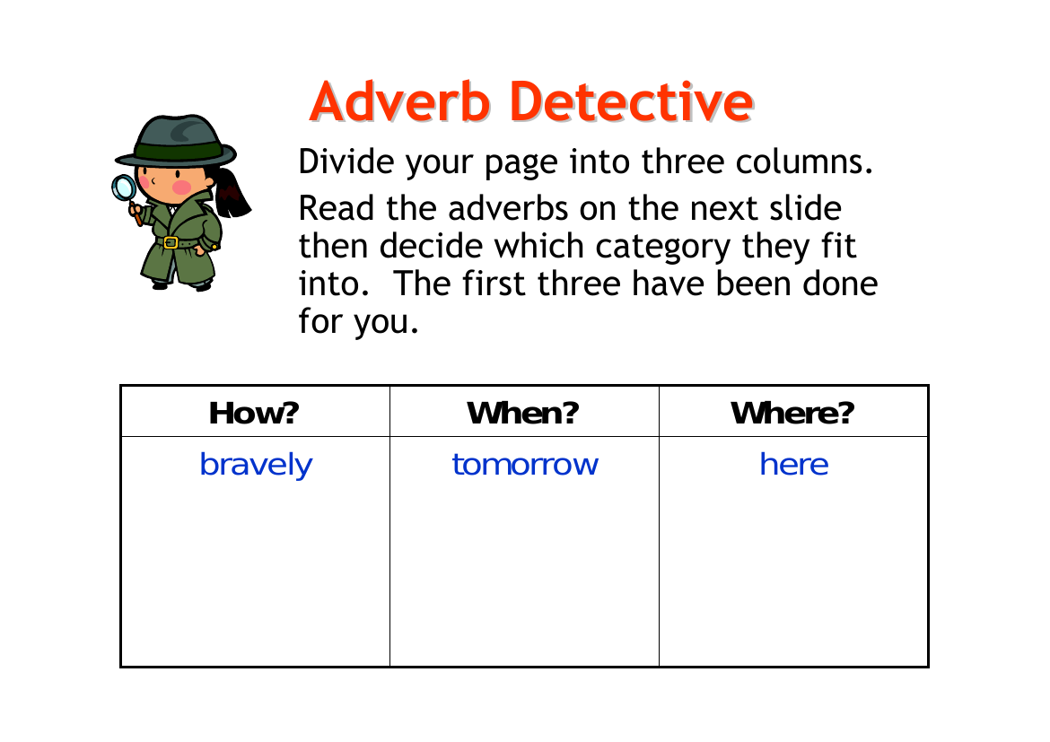 Writing to Entertain - Lesson 9 - Adverb Detective Worksheet