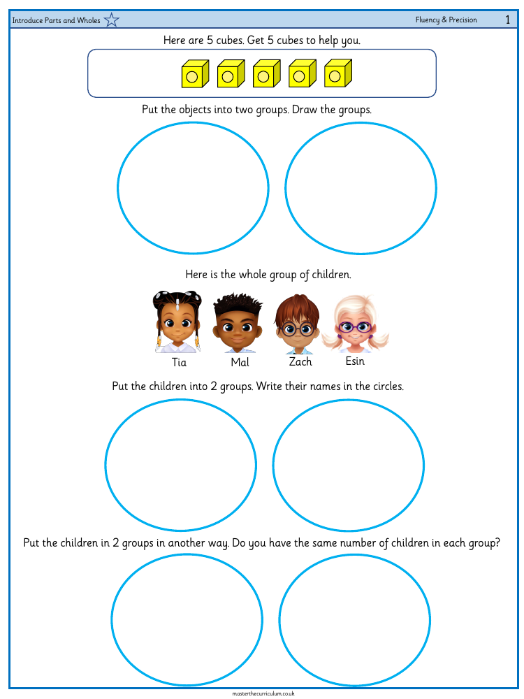 Addition and subtraction within 10 - Parts and wholes - Worksheet