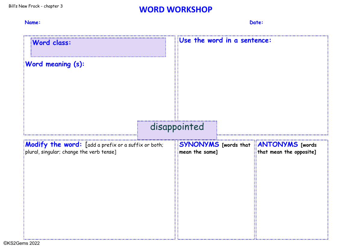 Bill's New Frock - Chapter 3 - Word Workshop