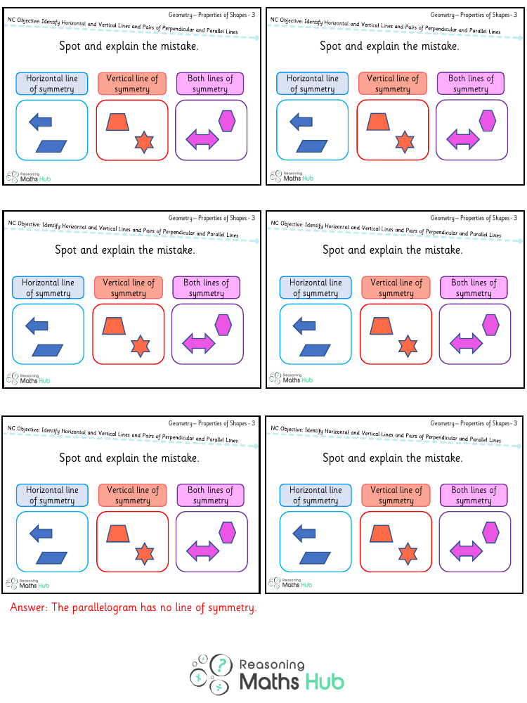 Identify horizontal and vertical lines and pairs of perpendicular and parallel lines 3 - Reasoning