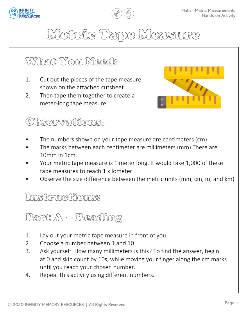 Metric Measurements - Hands on Activity