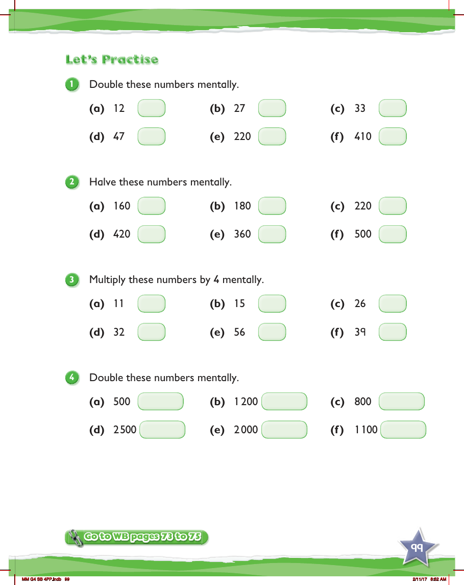 Max Maths, Year 4, Practice, Mental multiplication