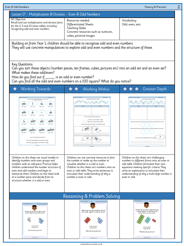 Multiplication and division - Odd and even numbers - Worksheet