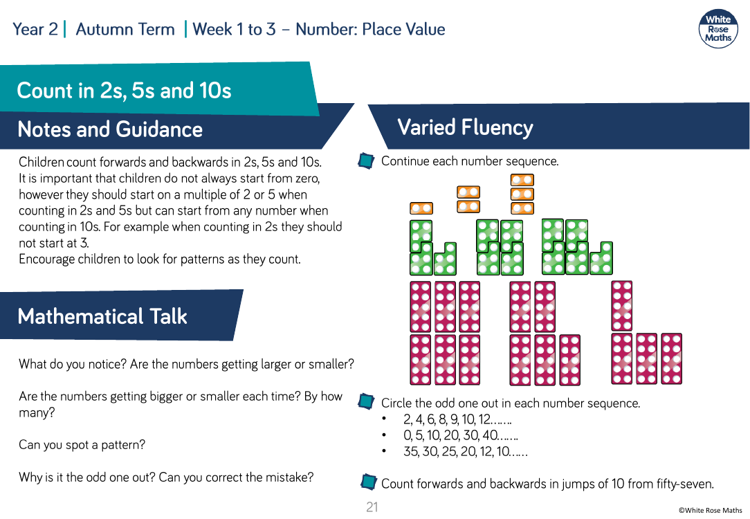 Count in 2s, 5s and 10s: Varied Fluency