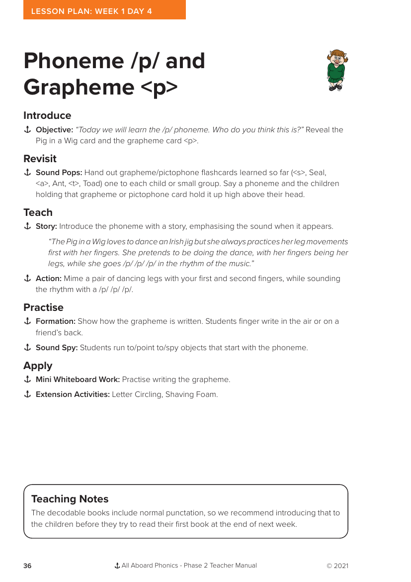 Week 1, lesson 4 Phoneme "p" Grapheme "p" - Phonics Phase 2 - Lesson plan
