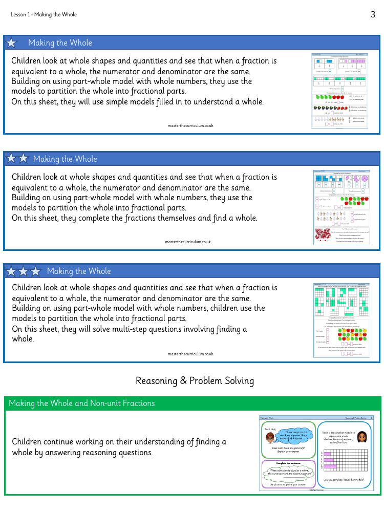Fractions - Making the whole - Worksheet