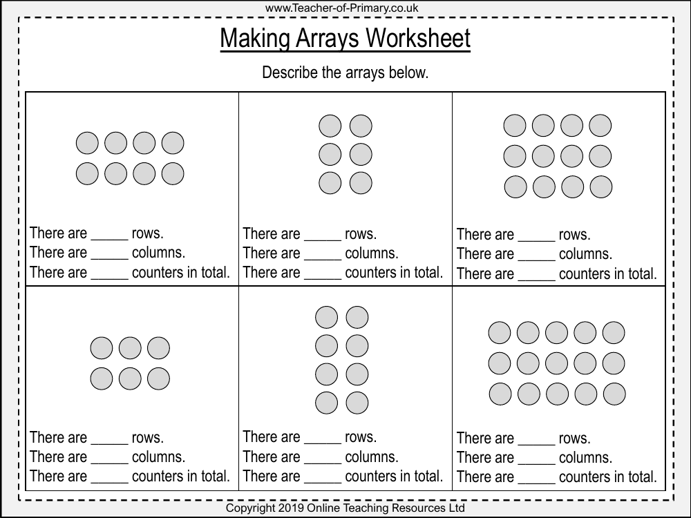 arrays year 1 homework