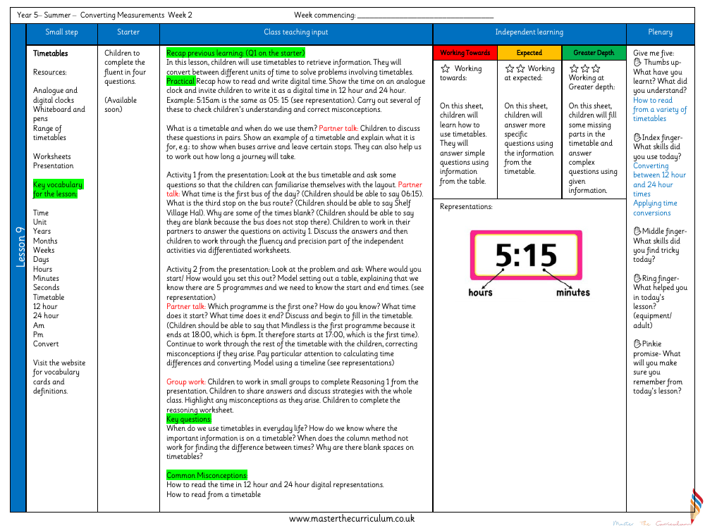 Converting Units - Translation - Planning