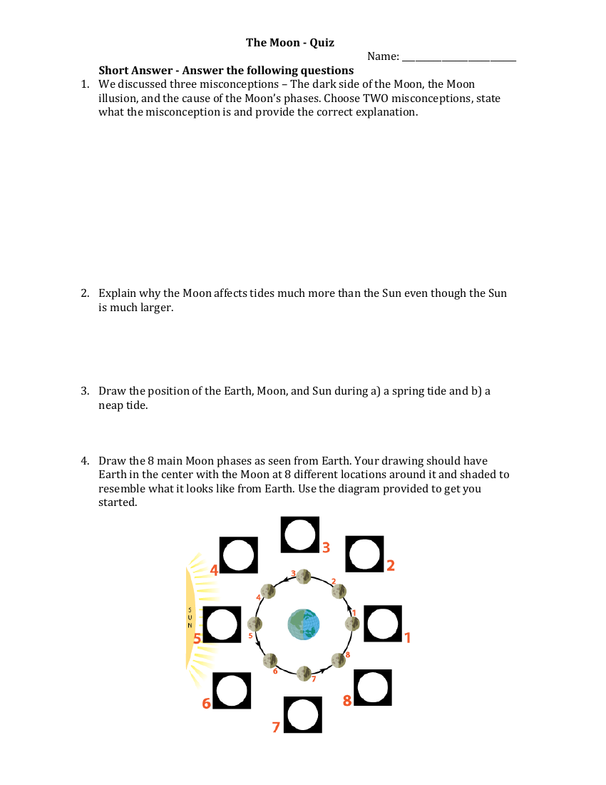 The Moon and its Phases - Quiz