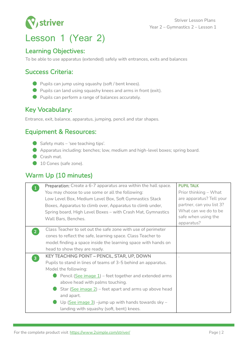 Gymnastics 2 - Lesson 1