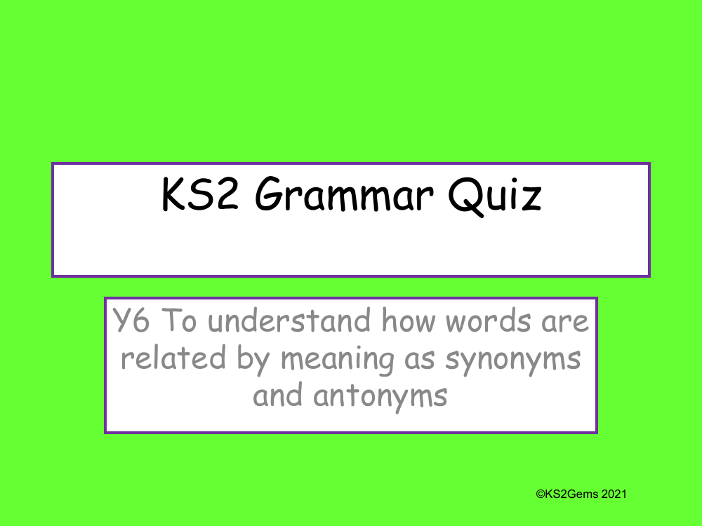 Synonyms and Antonyms Quiz