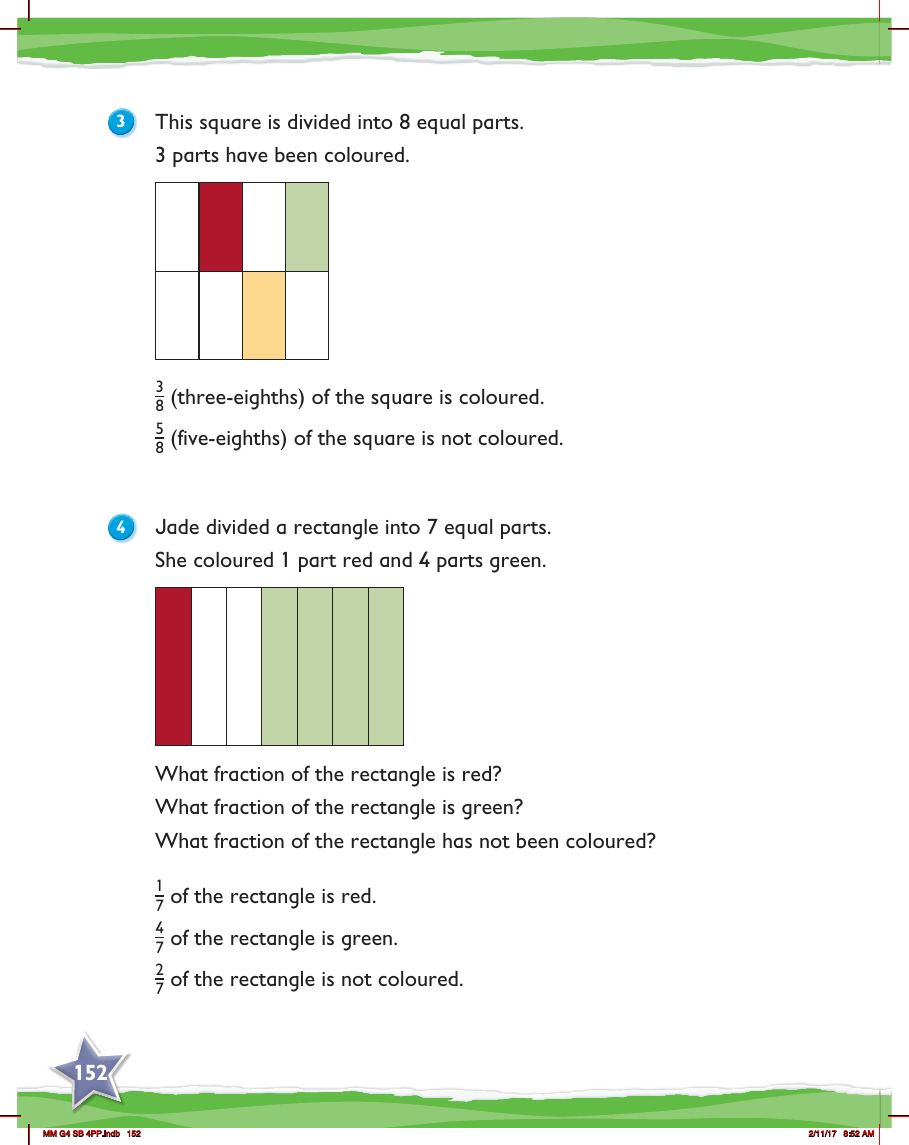 Max Maths, Year 4, Learn together, Parts of a whole and equivalent fractions (3)