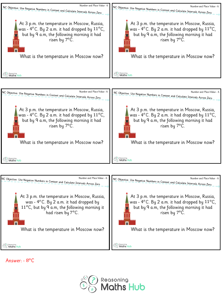 Use Negative Numbers in Context and Calculate Intervals Across Zero 5 - Reasoning