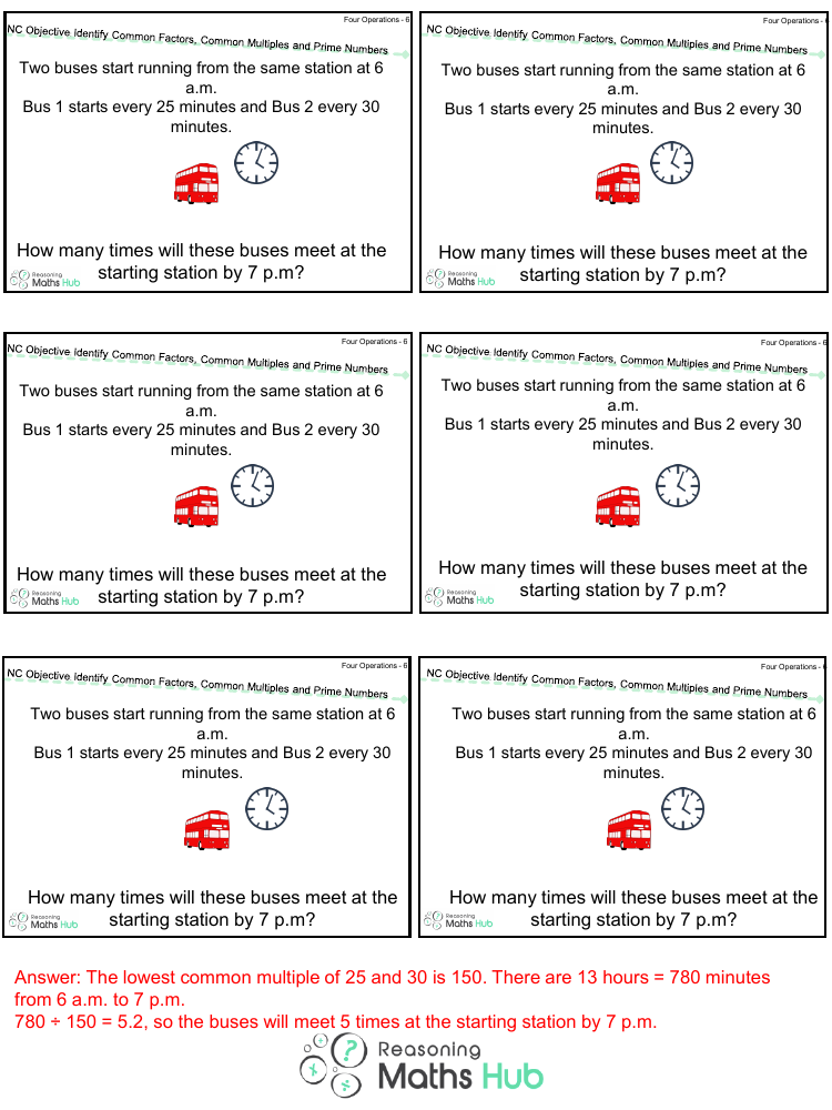 Identify Common Factors, Common Multiples and Prime Numbers 3 - Reasoning