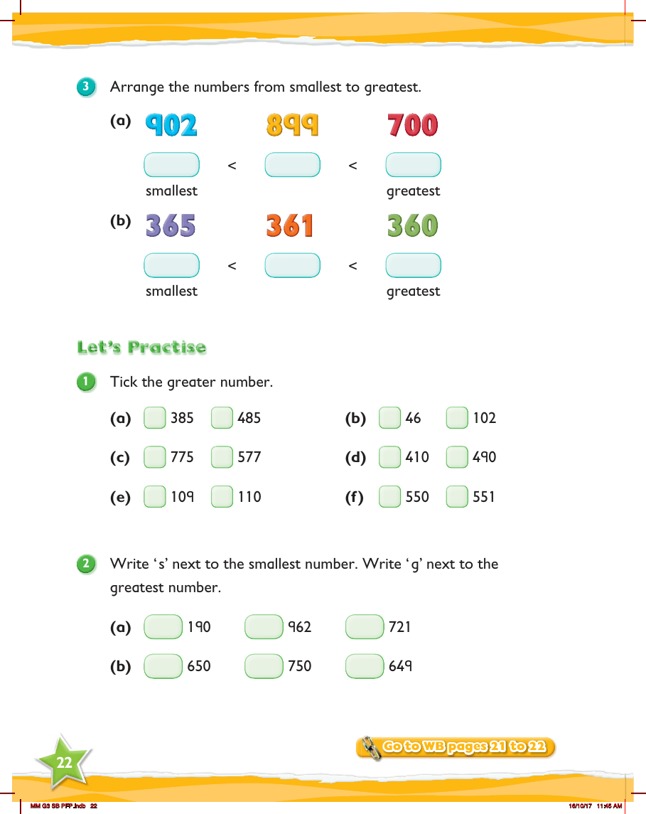 Max Maths, Year 3, Try it, Comparing and ordering numbers up to 1000 (3)
