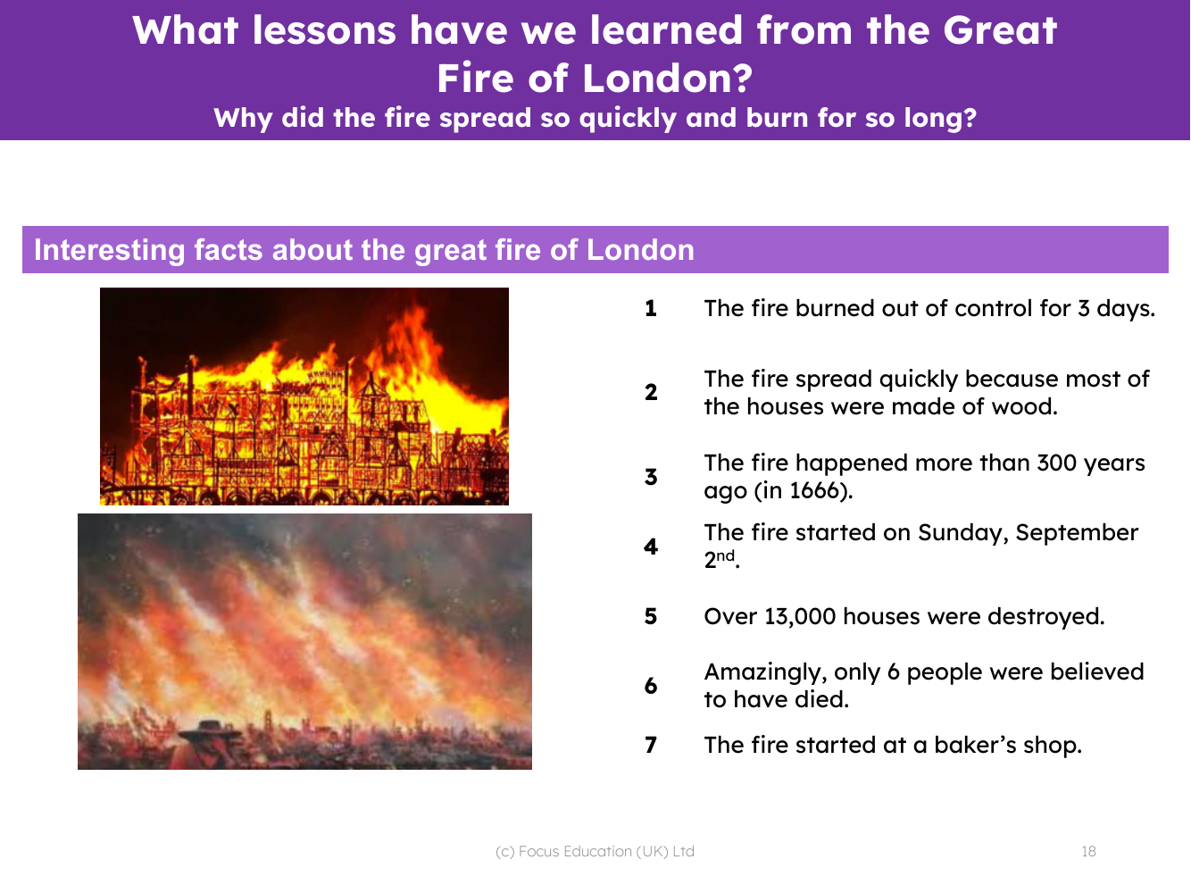 Interesting facts about the great fire of London